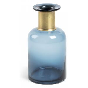 Vaza albastra din sticla si alama 23 cm Inter La Forma