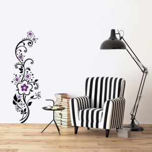 GLIX Floral decoration X. - autocolant de perete Negru și violet 30 x 100 cm