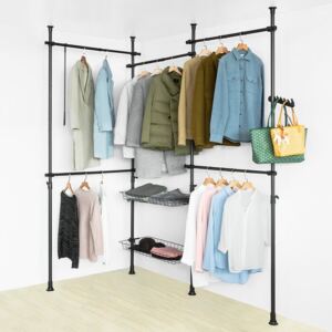 Sistem de depozitare haine Shanitaortia, otel, negru, 209 x 305 cm