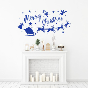 Merry Christmas Santa I. - autocolant de perete Albastru 100 x 50 cm