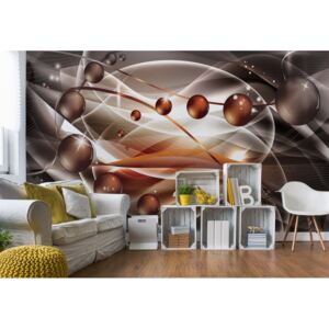Fototapet - 3D Modern Ornamental Design Orange And Grey Vliesová tapeta - 254x184 cm