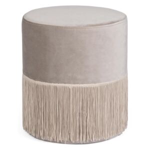 Puf catifea gri deschis cu franjuri Leilani Light Grey