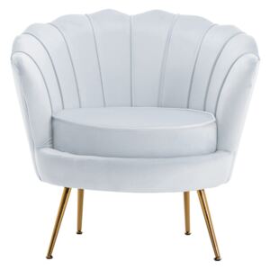 Fotoliu în stil Art-deco, catifea Velvet gri-albastru/crom auriu, NOBLIN