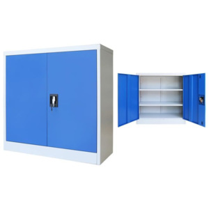 VidaXL Dulap de birou, metal, 90 x 40 x 90 cm, gri și albastru