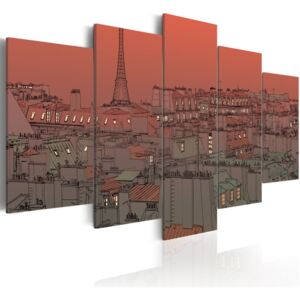 Tablou - Sunset on the background of Eiffel Tower 100x50 cm