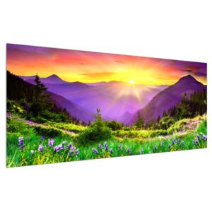 Tablou cu peisaj montan cu apus de soare (Modern tablou, K011873K12050)