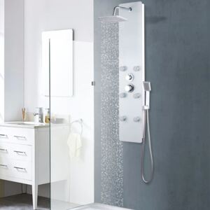 Panou de duș din sticlă, 25x44,6x130 cm, alb