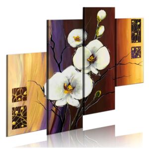 Mână pictată imagine Bimago - White orchid 120x100 cm