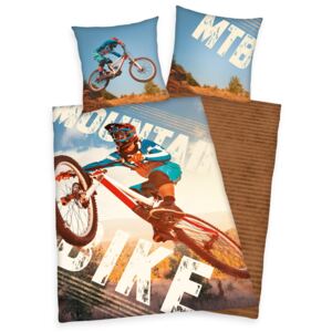 Lenjerie de pat Mountain bike pentru copii - Maro/Albastru