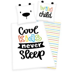 Lenjerie de pat Cool kids never sleep pentru copii - Alb
