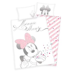 Lenjerie de pat Minnie Mouse pentru copii - Alb/Roz