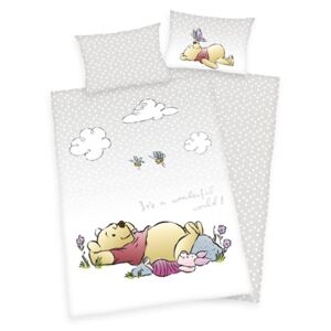 Lenjerie de pat Winnie the Pooh , pentru copii - Gri/Galben