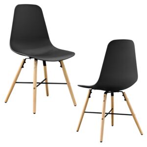 [en.casa]® Set Eindhoven 2 scaune design - 85,5 x 46 cm, forma sezut scoica - negru