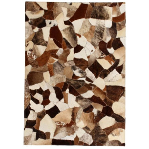 Covor piele naturală, mozaic, 160x230 cm Maro/alb