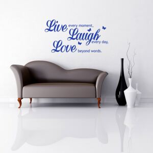 Live laugh love - autocolant de perete Albastru 50 x 25 cm