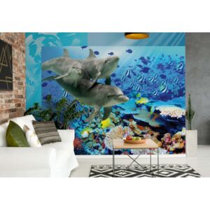 Fototapet GLIX - Dolphins Tropical Fish + adeziv GRATUIT Papírová tapeta - 368x254 cm