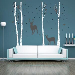 GLIX Birch grove - autocolant de perete Alb și negru și gri 330x230 cm