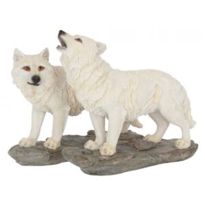 Set statuete lupi albi Veghetorii 15.6 cm