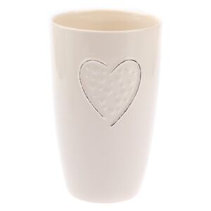 Vază din ceramică Dakls Heart, înălțime 21,5 cm, crem