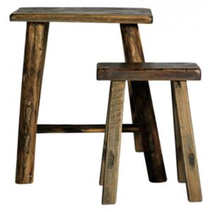 Set 2 scaunele dreptunghiulare maro din lemn Rough Fir Nordal