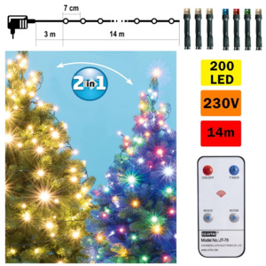 Lanț de crăciun LED cu telecomandă 200xLED/230V IP44
