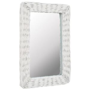 Oglindă, alb, 40 x 60 cm, răchită