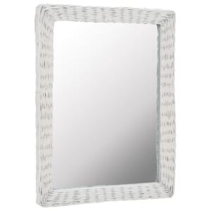 Oglindă, alb, 60 x 80 cm, răchită