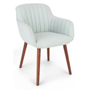 Besoa Iris, scaun tapițat, umplut cu spumă, poliester, picioare din lemn, verde-albastru