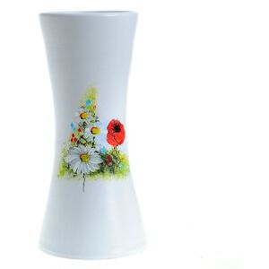Vaza alba din ceramica cu maci 29 cm