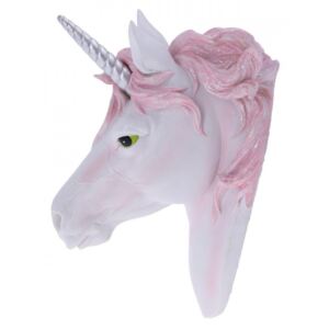 Placheta decorativa pentru perete cap de unicorn Splendoare roz 18.7 cm