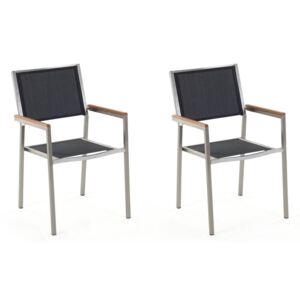 Zondo Set scaune 2 buc. Grosso (negru) (oțel inoxidabil)