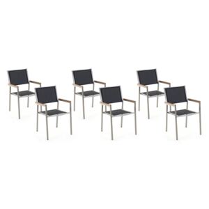 Zondo Set scaune 4 buc. Grosso (negru) (oțel inoxidabil)