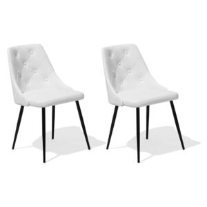 Set de 2 scaune VALERIE, metal/piele ecologica, albe, 49 x 59 x 81 cm