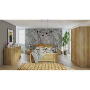 Set dormitor PGAH28 160 x 200 cm, Culoare: Stejar auriu