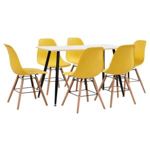 Set de mobilier bucătărie, 7 piese, galben, material plastic