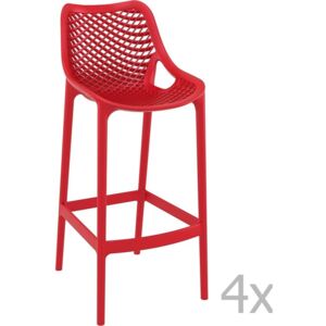 Set 4 scaune bar Resol Grid Simple, înălțime 75 cm, roșu