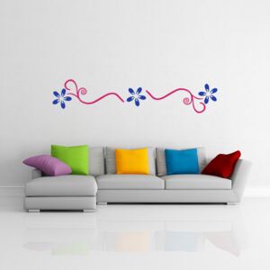 GLIX Floral decoration VII. - autocolant de perete Roz și albastru 100 x 25 cm