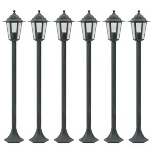 Stâlp iluminare grădină 6 buc. E27 110 cm aluminiu verde închis