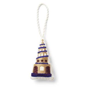 Ornament din Bumbac cu Broderie Multicolora Church - Bumbac Multicolor Inaltime(5-7 cm) x Latime(3-6.5 cm) x Diametru(2 cm)