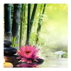 Tablou cu floare de lotus, bambus și lumănâri (Modern tablou, K012051K3030)