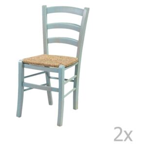 Set 2 scaune din lemn masiv Evegreen House Straw, albastru