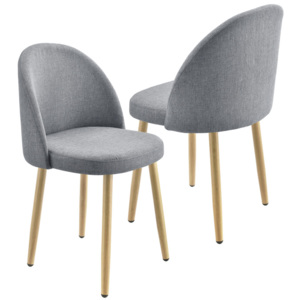 Set 2 bucati scaune design Carmina Hellgrau, 76 x 44 cm, textil/metal, gri deschis