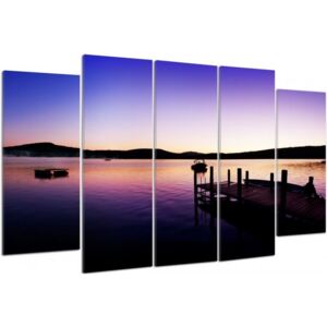 CARO Tablou pe pânză - Marina And Lake On A Summer Morning 100x70 cm
