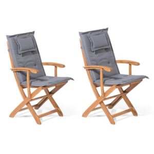 Zondo Set scaune 2 buc. Mali (lemne deschis) (perne gri)
