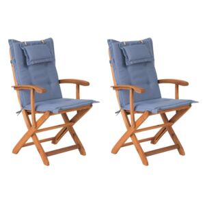 Zondo Set scaune 2 buc. Mali (lemne deschis) (perne albastre)