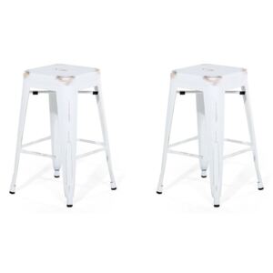 Zondo Set scaune tip bar 2buc., 60 cm Cabriot (alb auriu)