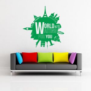 GLIX World is waiting for you - autocolant de perete Verde 55x60 cm