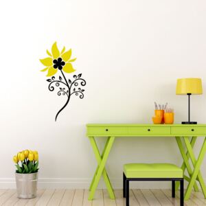 Floral decoration VIII. - autocolant de perete Negru și galben 20 x 40 cm