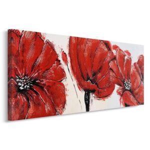 CARO Tablou pe pânză - Red Flowers - Panorama 90x30 cm