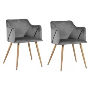 Set de 2 scaune Sofiya, gri, 75 x 52 x 52 cm